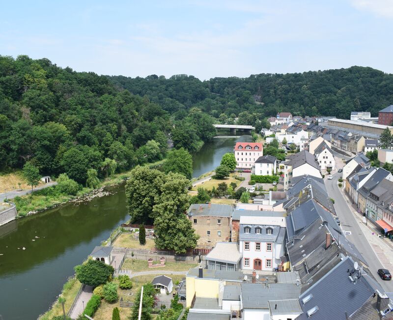 Stadt Waldheim, mit Blick vom Rathaus auf Zschopau und Niedermarkt